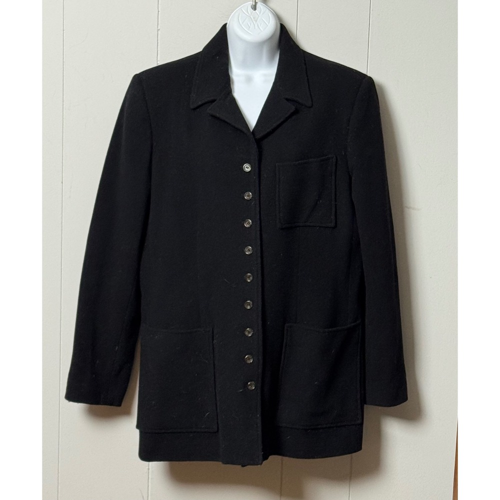 Harve Benard by Benard Holtzman Women's Black Wool Longline Blazer Jacket Sz S